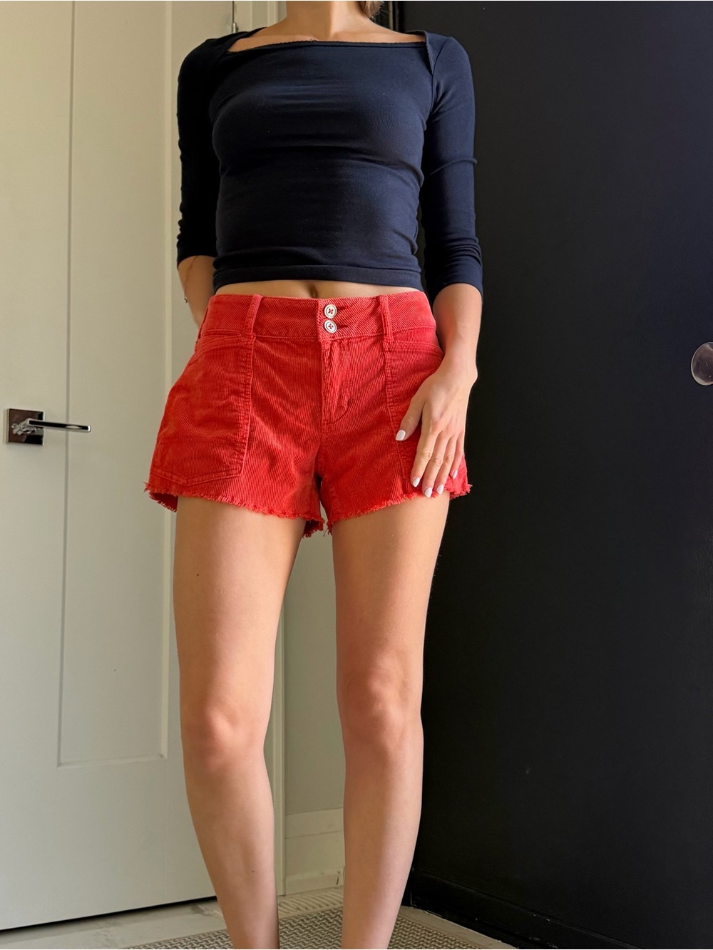 Women’s Coral Frayed Cord Shorts